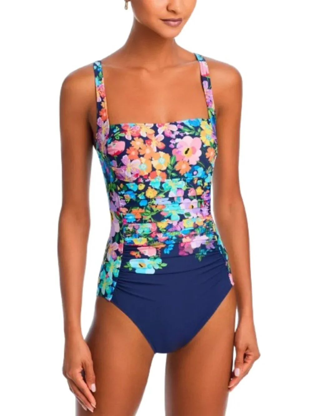 Johnny Was Wild Bloom Ruched One Piece Swimsuit